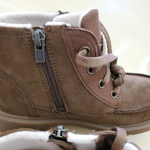 UGG Kids Chelham Weather Boot Walnut Suede Size 3 - Picture 8 of 12